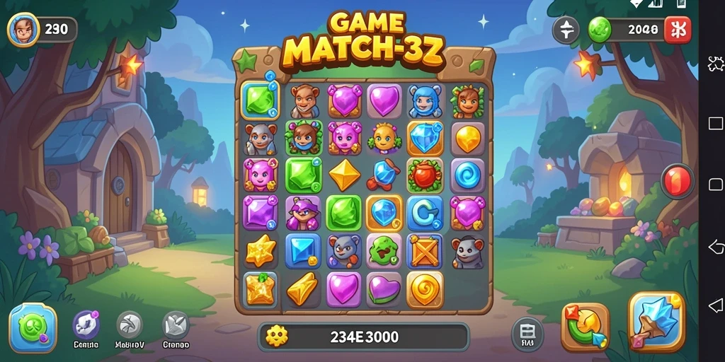 Gameplay 234E yang penuh warna dan tantangan Match-3.