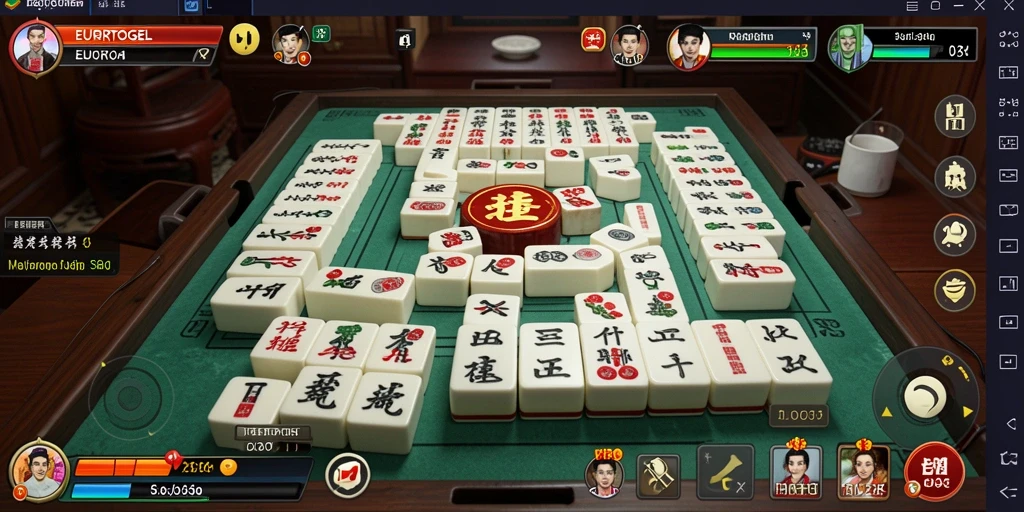 Tampilan gameplay EUROTOGEL menampilkan keseruan permainan Mahjong.