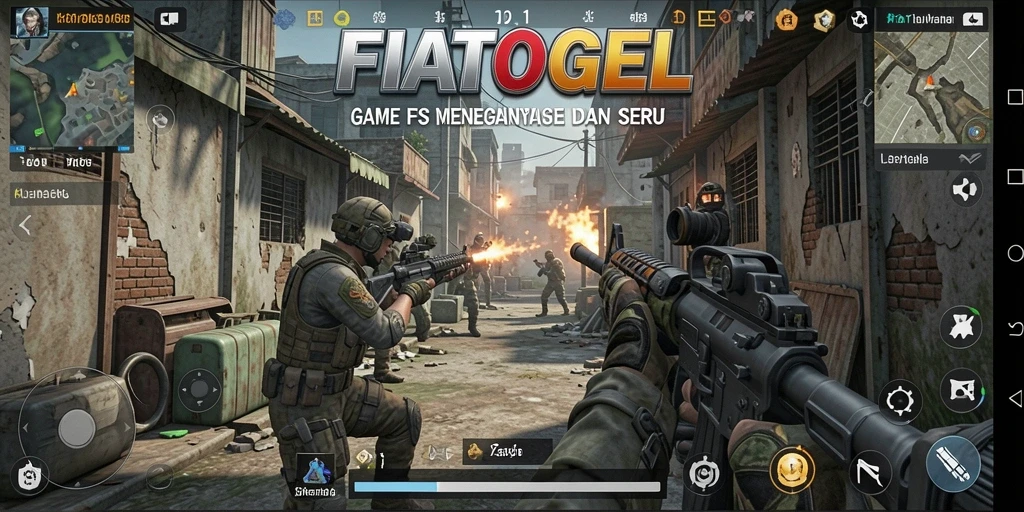 Tampilan gameplay FIATOGEL yang menegangkan dengan aksi tembak-menembak.