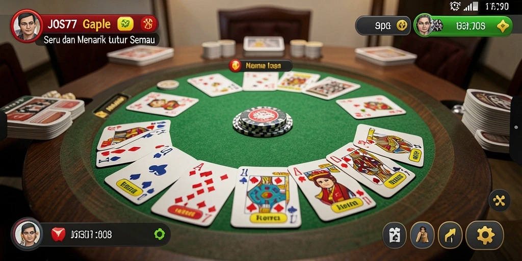 Screenshot gameplay JOS77 yang menampilkan serunya permainan Gaple.