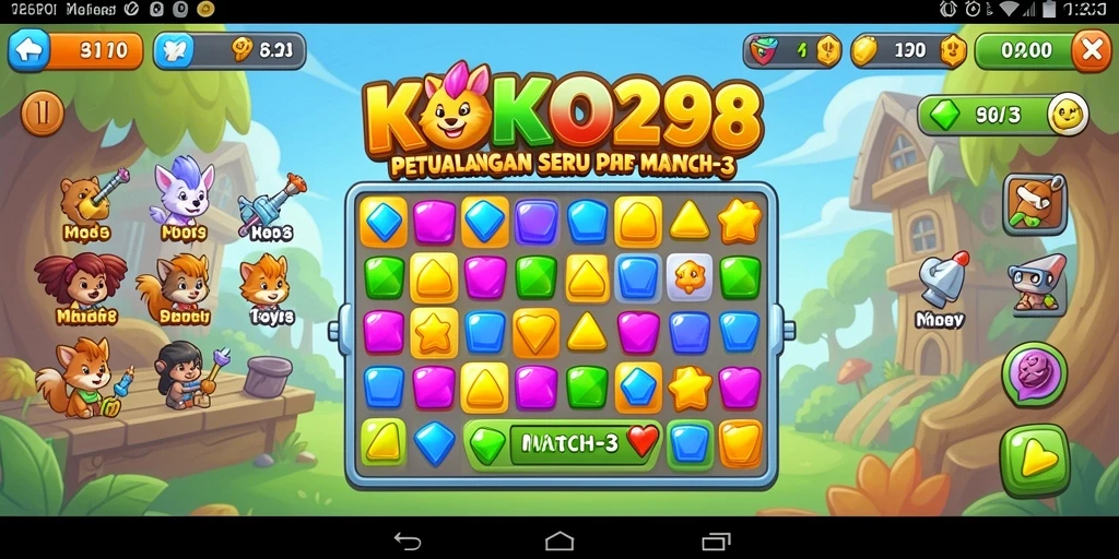 Tampilan gameplay KOKO288 dengan colorfull match-3.