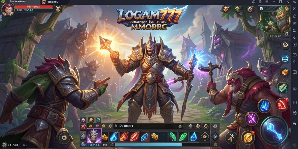 Screenshot gameplay LOGAM777 menunjukkan aksi seru dalam pertempuran epik.