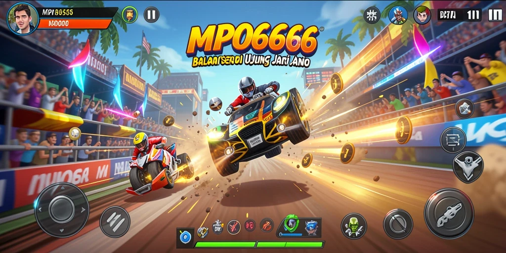 Tampilan gameplay mengesankan dari MPO666 saat balapan.