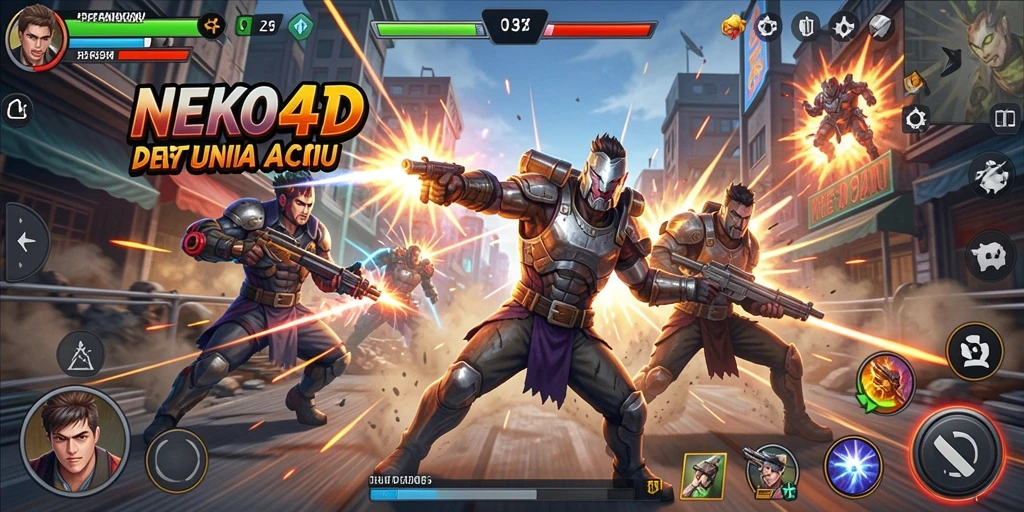 Screenshot gameplay <strong>NEKO4D</strong> menampilkan aksi seru dan pertarungan intens.