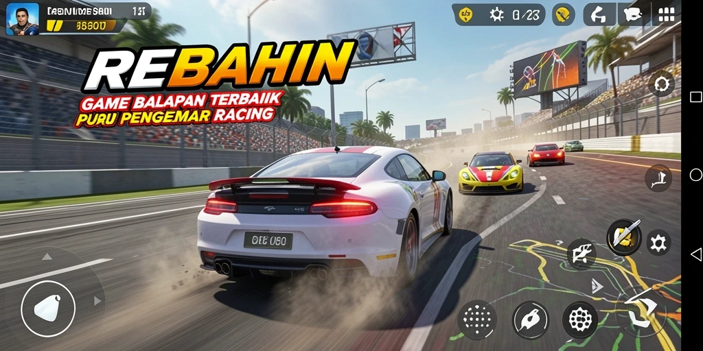 Gameplay balapan seru di REBAHIN dengan grafik menawan.