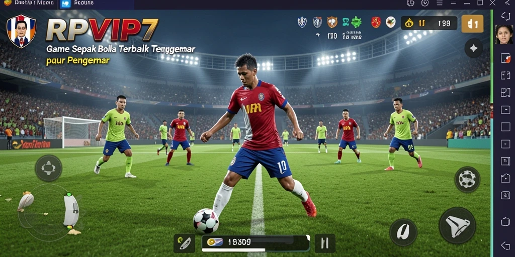 Gameplay RPVIP7 yang menegangkan dan seru dalam pertandingan sepak bola.