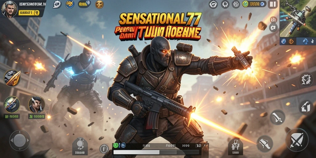 Gameplay seru dalam SENSATIONAL77 dengan pertarungan Battle Royale yang intens.
