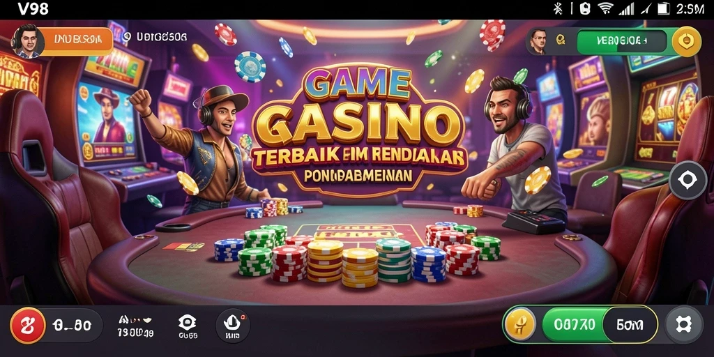 Tampilan gameplay V98 yang mendebarkan di kasino virtual.